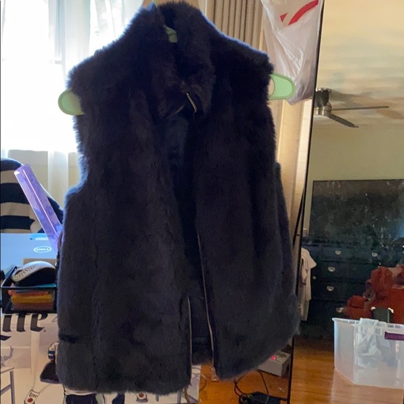 J. Crew — Navy blue faux fur vest! - Picture 4 of 11